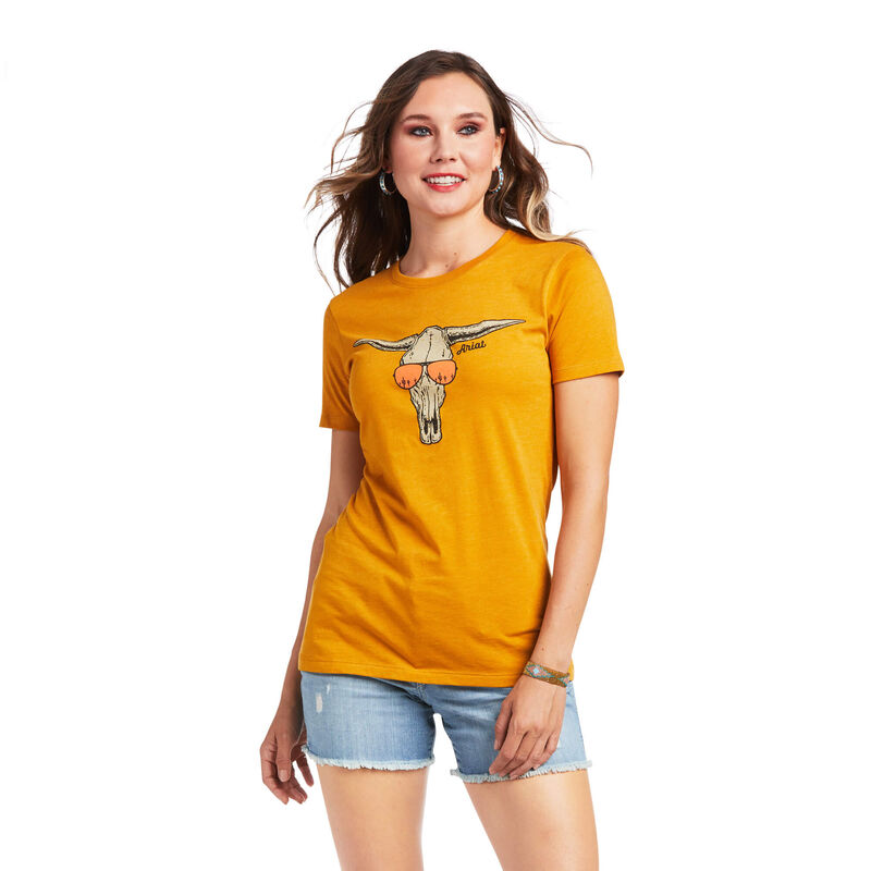 Ariat T-Shirts Damen - Sunglass Skull Gelb ( KIDBO-7896 )